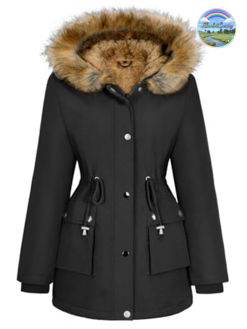 HEEKPEK Women Fleece Lined Parka Jacket Faux Fur Hood